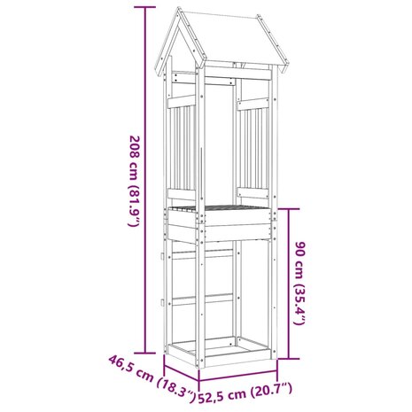 Speeltoren 52,5x46,5x208 cm massief grenenhout 8