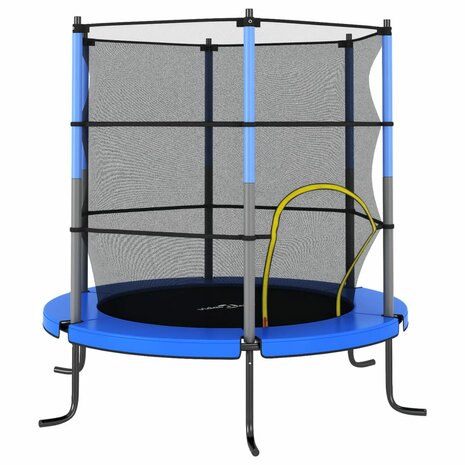 Trampoline met veiligheidsnet rond 140x160 cm blauw 1