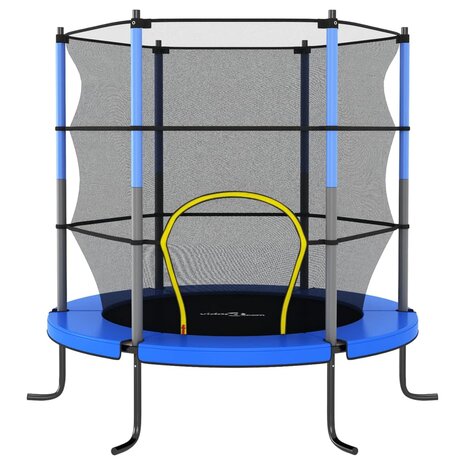 Trampoline met veiligheidsnet rond 140x160 cm blauw 2