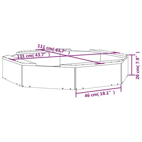 Zandbak met bankjes achthoekig massief grenenhout 9