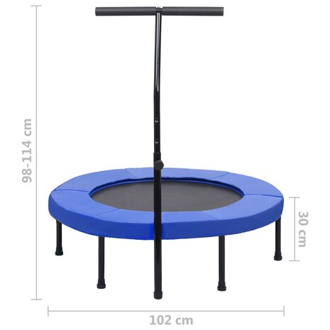 Fitnesstrampoline met handgreep en veiligheidsmat 102 cm 7