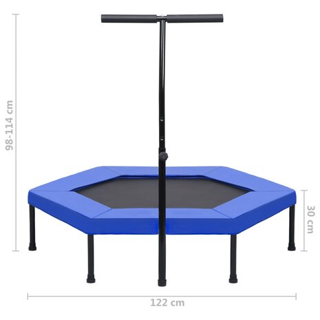 Fitnesstrampoline met handgreep veiligheidsmat zeshoekig 122 cm 7