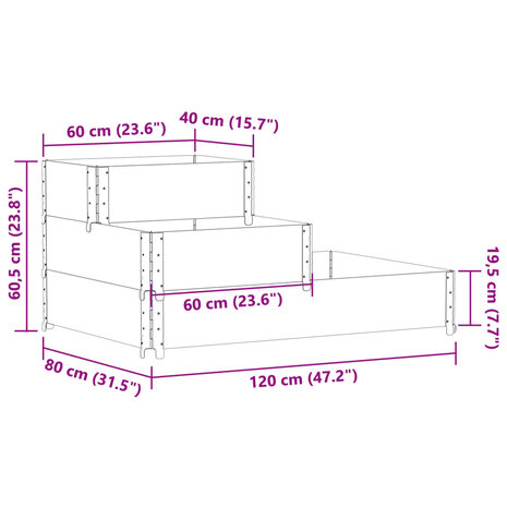 Verhoogde plantenbak 3-laags 120x80 cm massief grenenhout 8