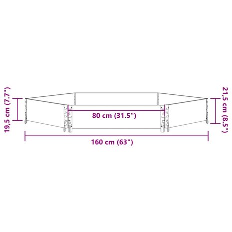 Verhoogde plantenbak zeshoekig 160x160 cm grenenhout grijs 7