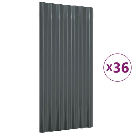 Dakpanelen 36 st 80x36 cm gepoedercoat staal antracietkleurig 2