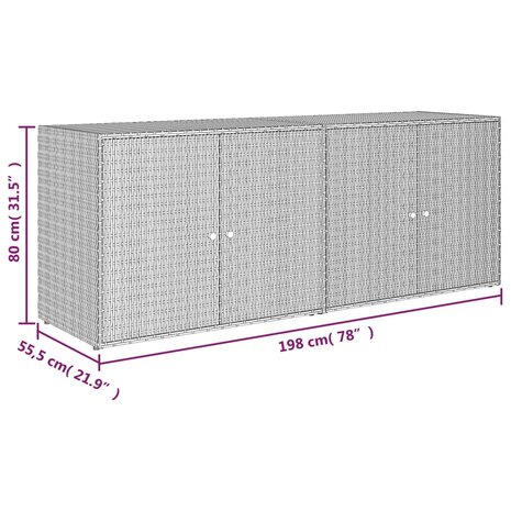 Tuinkast 198x55,5x80 cm poly rattan grijs 8