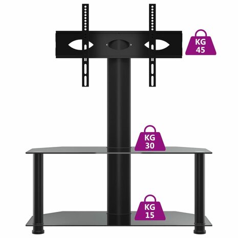 Tv-standaard hoek 2-laags voor 32-70 inch zwart 6