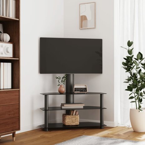 Tv-standaard hoek 3-laags voor 32-70 inch zwart 1