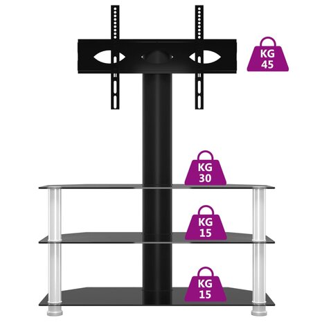 Tv-standaard hoek 3-laags voor 32-70 inch zwart en zilverkleur 6