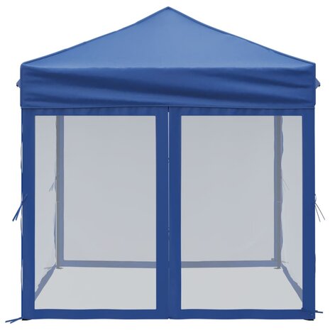 Partytent inklapbaar met zijwanden 2x2 m blauw 4