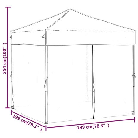 Partytent inklapbaar met zijwanden 2x2 m blauw 9