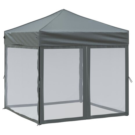 Partytent inklapbaar met zijwanden 2x2 m antracietkleurig 2