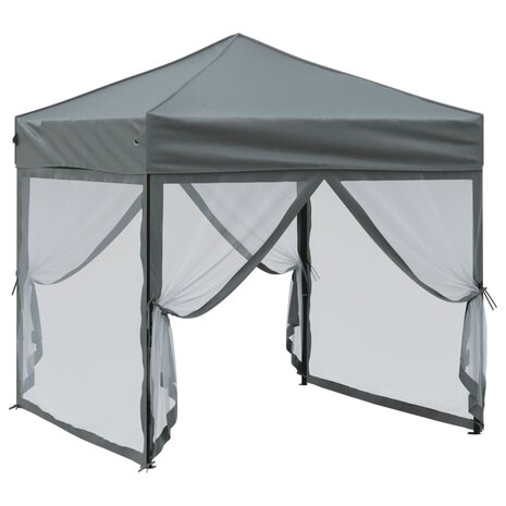 Partytent inklapbaar met zijwanden 2x2 m antracietkleurig 3