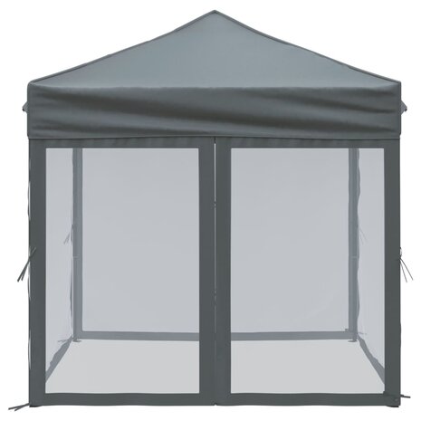 Partytent inklapbaar met zijwanden 2x2 m antracietkleurig 4