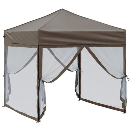 Partytent inklapbaar met zijwanden 2x2 m taupe 3