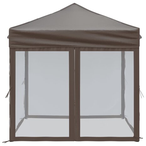 Partytent inklapbaar met zijwanden 2x2 m taupe 4