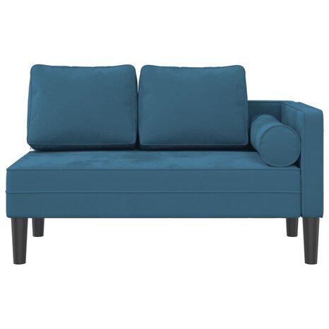 Chaise longue met kussens fluweel blauw 3