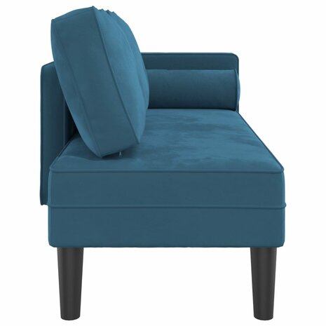 Chaise longue met kussens fluweel blauw 4