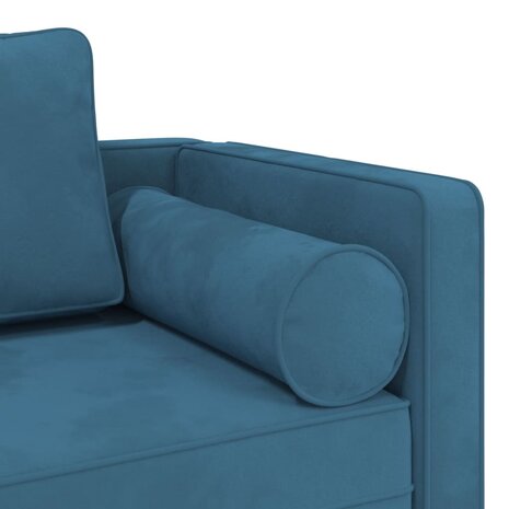 Chaise longue met kussens fluweel blauw 6