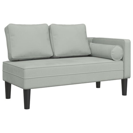 Chaise longue met kussens fluweel lichtgrijs 2