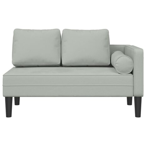 Chaise longue met kussens fluweel lichtgrijs 3