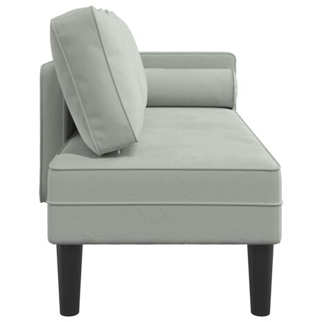 Chaise longue met kussens fluweel lichtgrijs 4