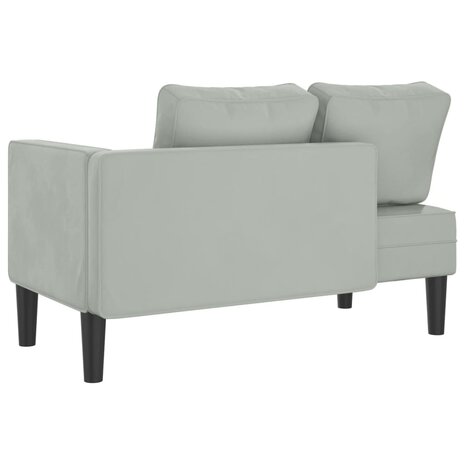 Chaise longue met kussens fluweel lichtgrijs 5