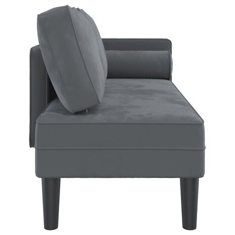 Chaise longue met kussens fluweel donkergrijs 4