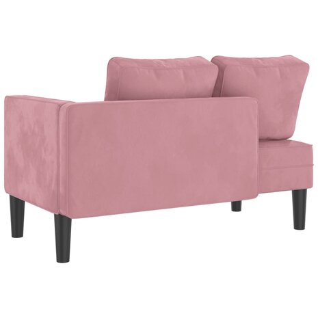 Chaise longue met kussens fluweel roze 5