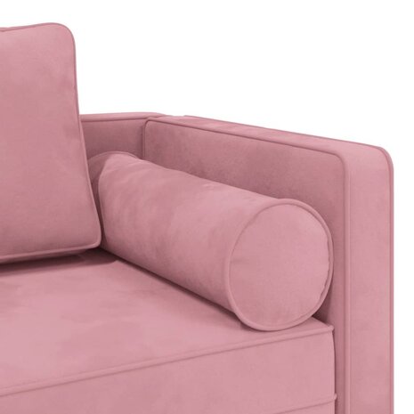 Chaise longue met kussens fluweel roze 6