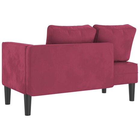 Chaise longue met kussens fluweel wijnrood 5