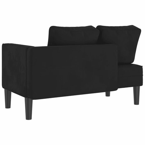 Chaise longue met kussens fluweel zwart 5