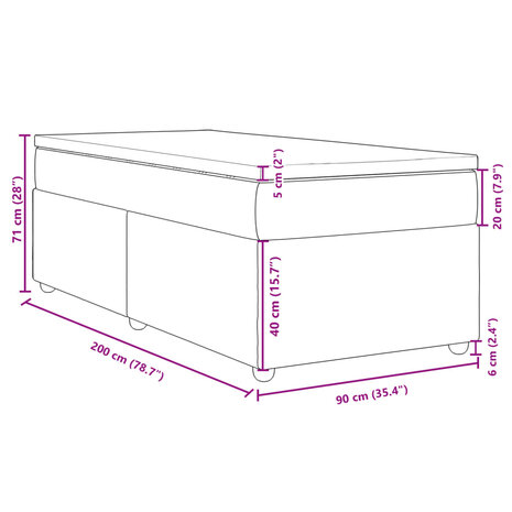 Boxspring met matras stof donkergrijs 90x200 cm 12