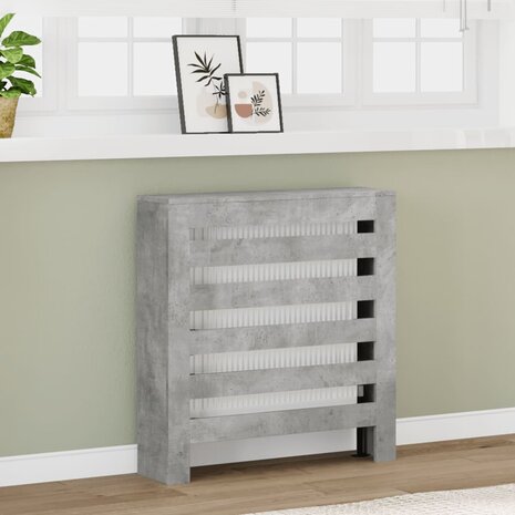 Radiatorombouw 78x20x82 cm bewerkt hout betongrijs 1