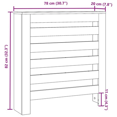 Radiatorombouw 78x20x82 cm bewerkt hout oud hout 8