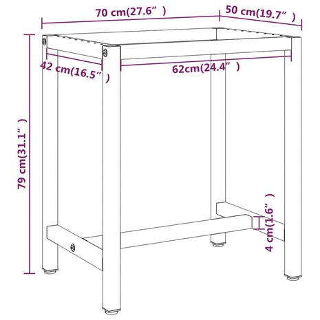 Werkbankframe 70x50x79 cm metaal matzwart en matrood  8