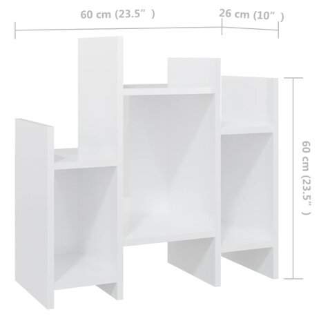 Bijzetkast 60x26x60 cm bewerkt hout hoogglans wit 7