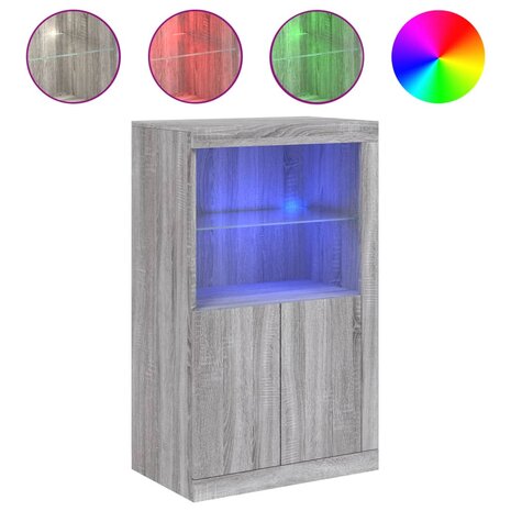 Bijzetkast met LED bewerkt hout grijs sonoma eikenkleurig 2