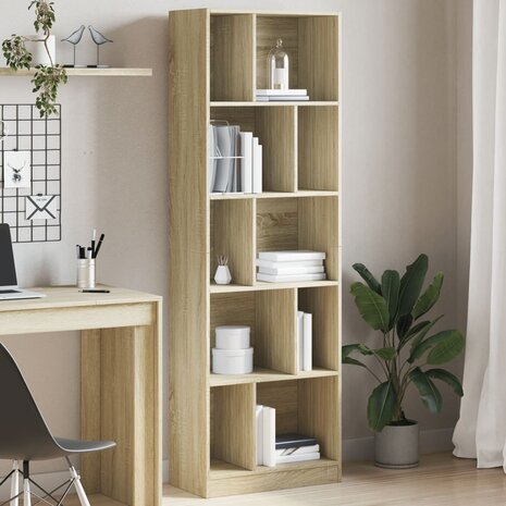 Boekenkast 57x28,5x174 cm bewerkt hout sonoma eikenkleurig 3