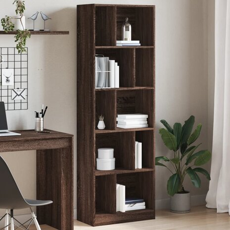 Boekenkast 57x28,5x174 cm bewerkt hout bruin eikenkleurig 1