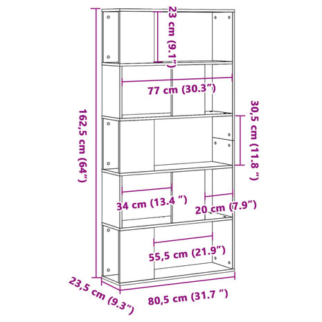 Boekenkast 5-laags 80,5x23,5x162,5 cm bewerkt hout wit 8