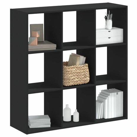 Boekenkast 102x32x102 cm bewerkt hout zwart 1