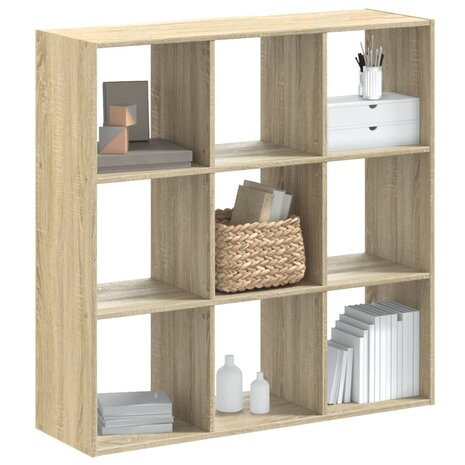 Boekenkast 102x32x102 cm bewerkt hout sonoma eikenkleurig 1