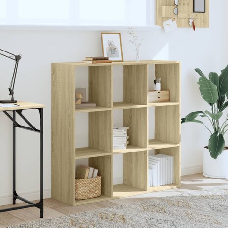 Boekenkast 102x32x102 cm bewerkt hout sonoma eikenkleurig 3