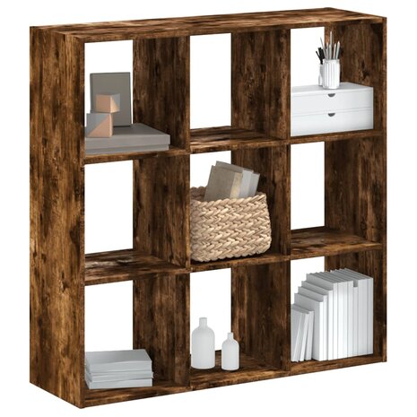 Boekenkast 102x32x102 cm bewerkt hout gerookt eikenkleurig 1