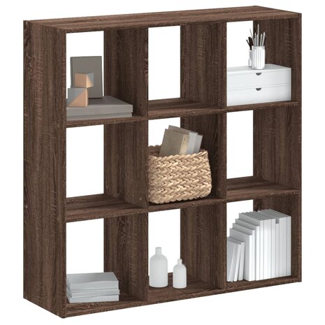 Boekenkast 102x32x102 cm bewerkt hout bruin eikenkleur 1