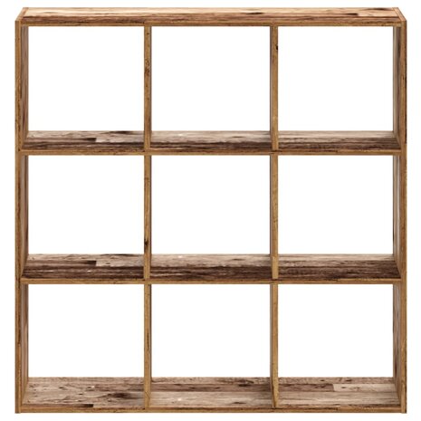 Boekenkast 102x32x102 cm bewerkt hout oud houtkleurig 4