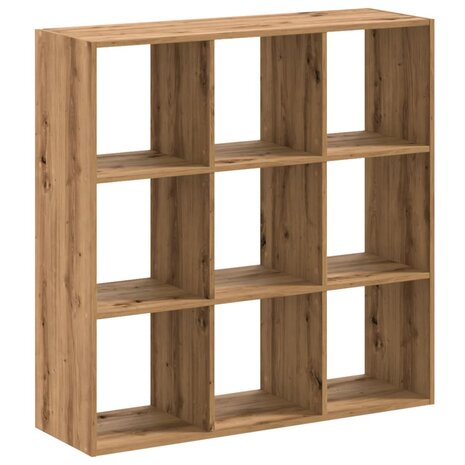 Boekenkast 102x32x102 cm bewerkt hout artisanaal eikenkleurig 2