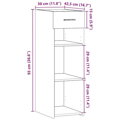 Dressoir 30x42,5x93 cm bewerkt hout wit 10