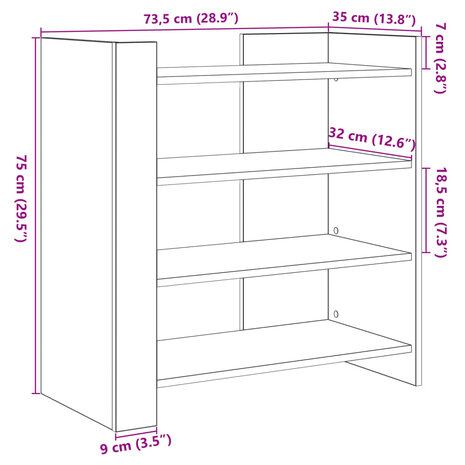 Dressoir 73,5x35x75 cm bewerkt hout wit 10